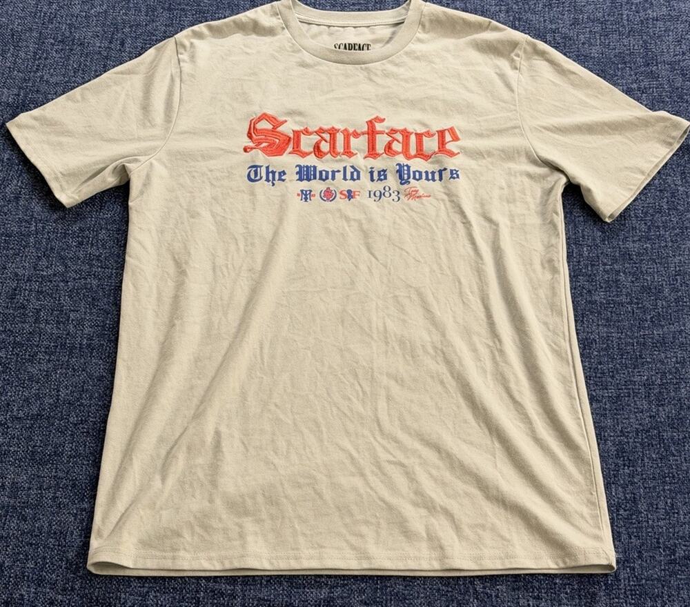 Scarface The World Is Yours Heavyweight Graphic T Shirt Adult Large Gray NWT